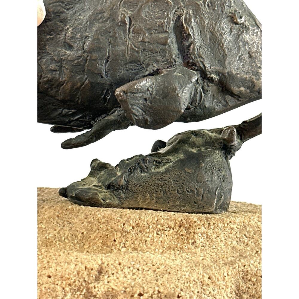 Vintage Bronze Fish Sculpture On Stone Base Attributed To Primo Conti Brutalist - Picture 9 of 9